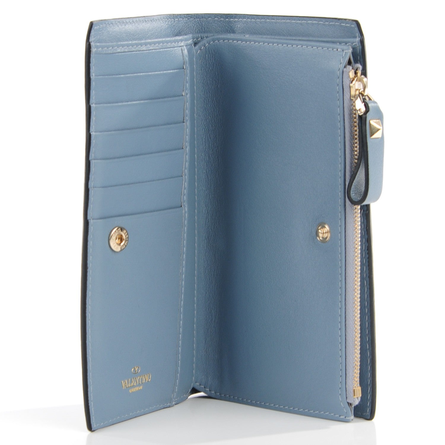 Valentino Garavani Calfskin Rockstud Continental Wallet London Stone 8 of 17