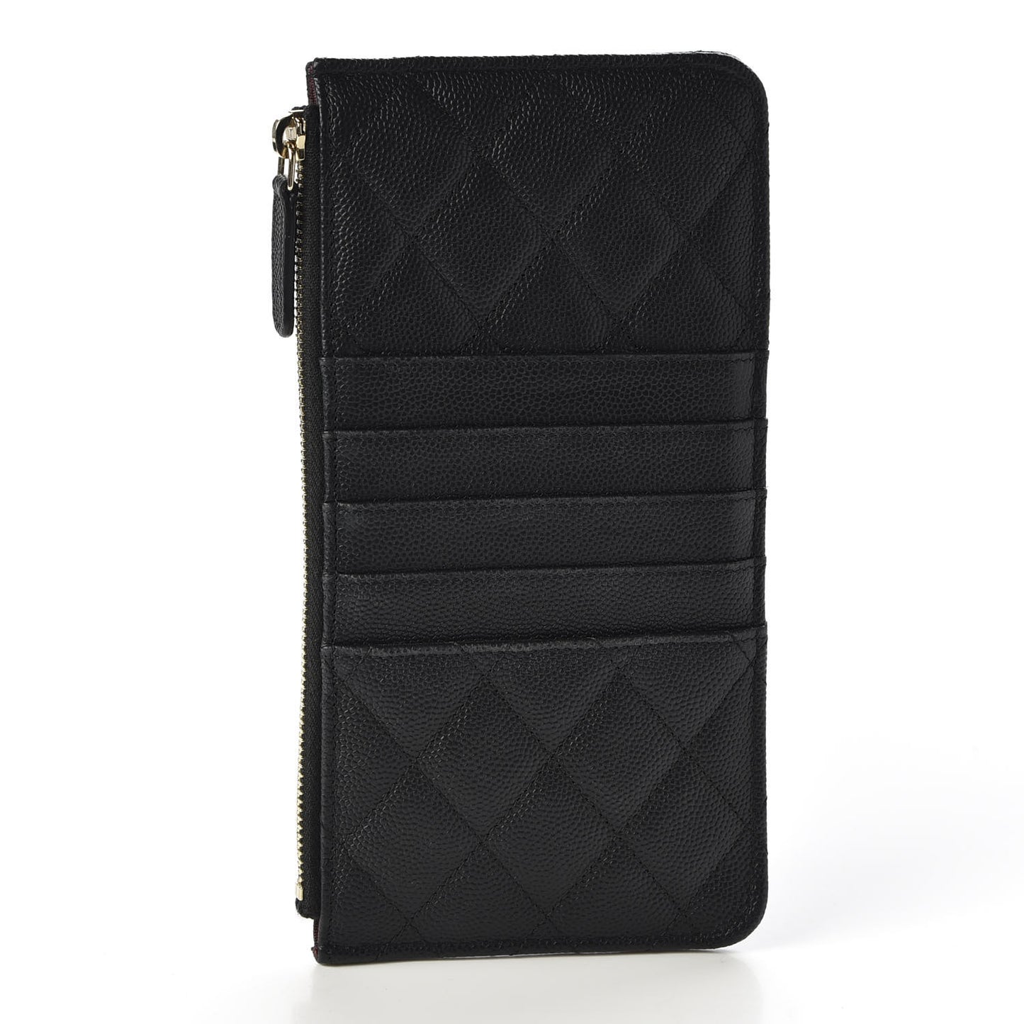 Caviar Quilted Classic Flat Wallet Pouch Black