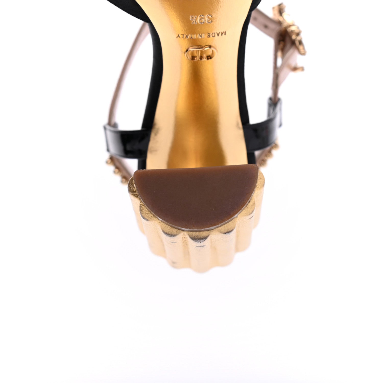 Christian Dior Satin Crystal Embellished Ankle Strap Sandals 39.5 Black 9 of 21