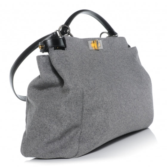 Flannel Large Peekaboo Iconic Satchel Grey