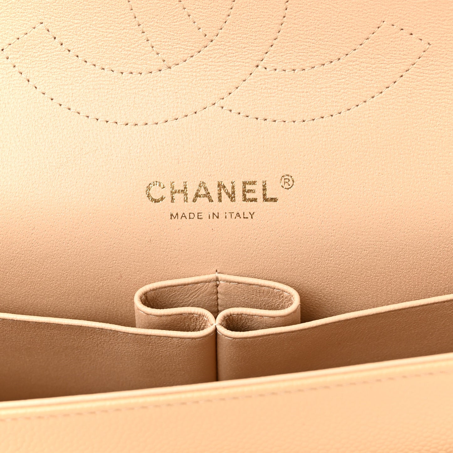 Caviar Quilted Jumbo Double Flap Beige