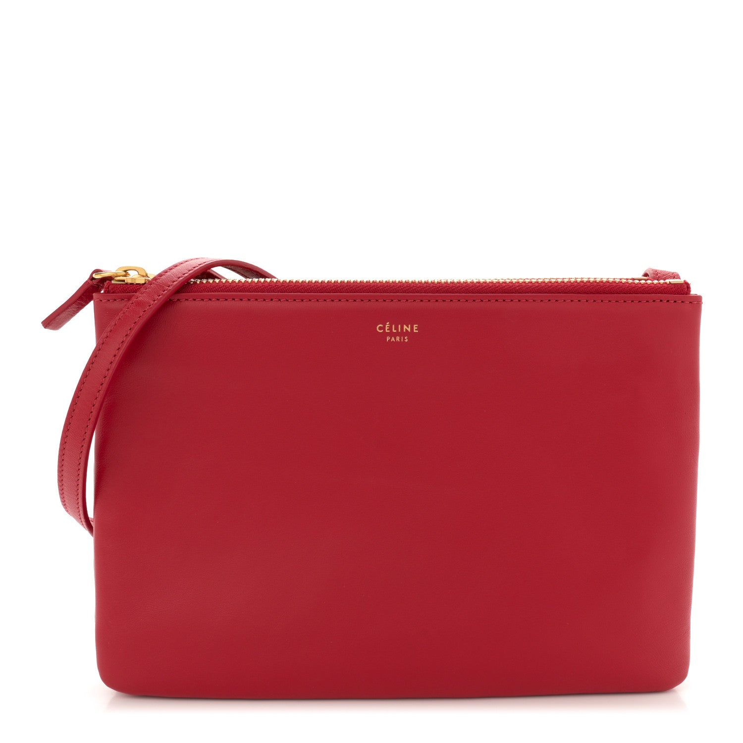 Celine Lambskin Small Trio Crossbody Bag Red 1 of 12
