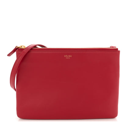 Celine Lambskin Small Trio Crossbody Bag Red 1 of 12