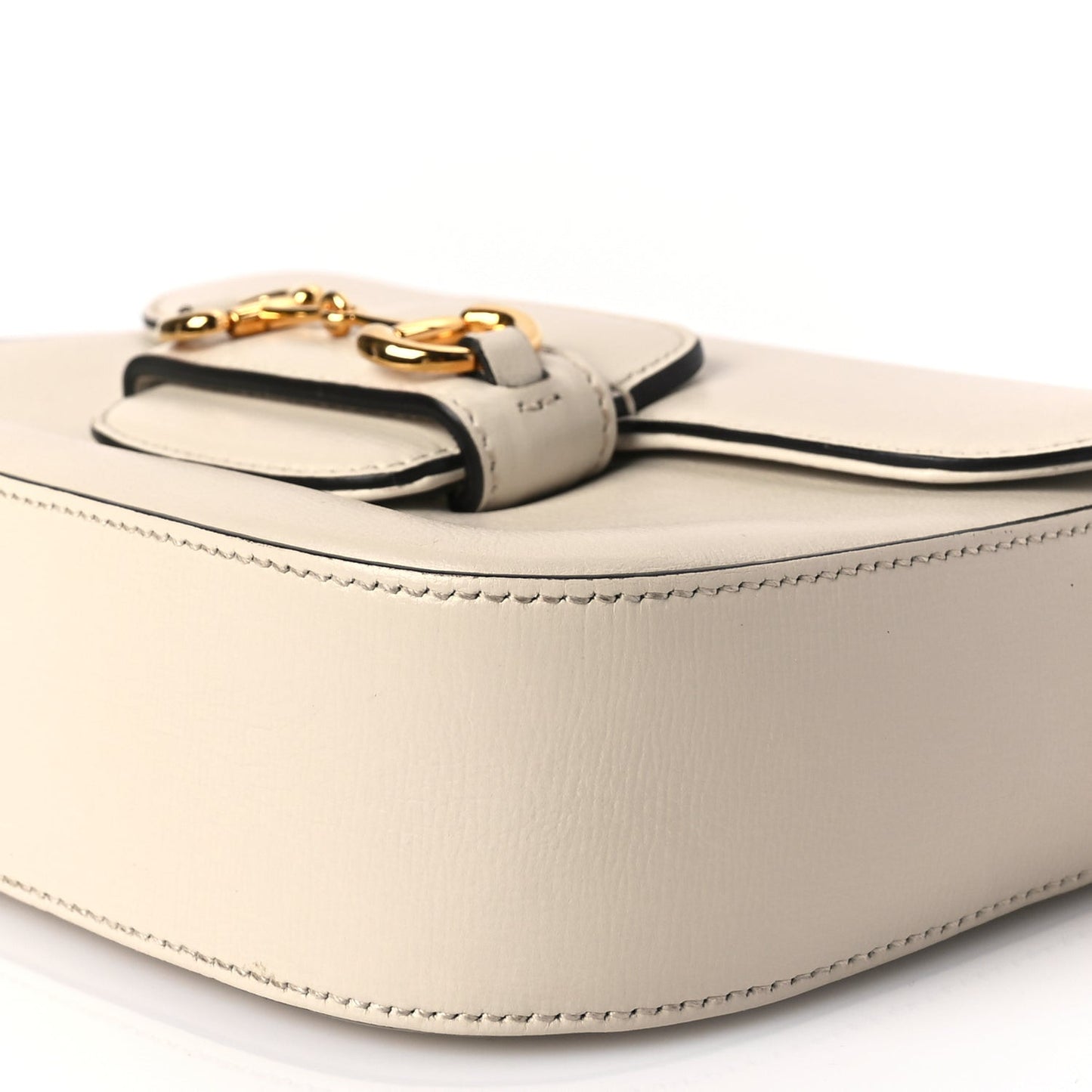 Azalea Calfskin Web Mini Horsebit 1955 Shoulder Bag Mystic White