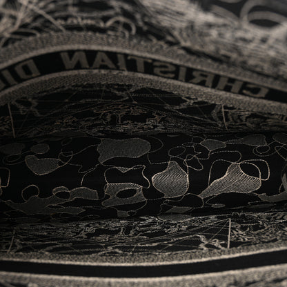 Christian Dior Canvas Embroidered Large Around The World Book Tote Black White 5 of 14