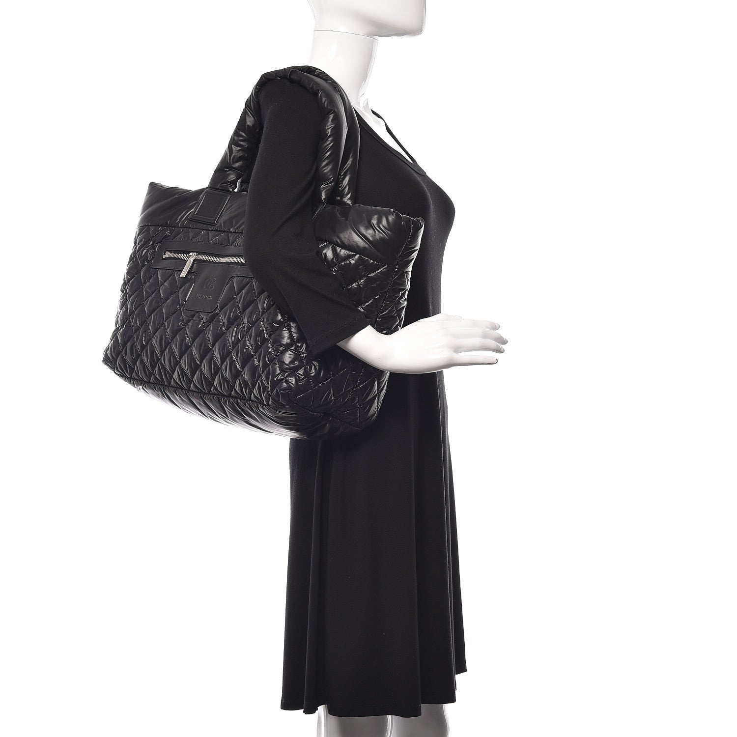 Chanel Nylon Quilted Large Coco Cocoon Tote Black 2 of 13