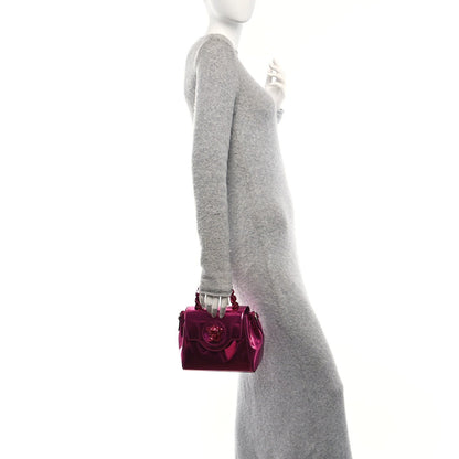 Versace Patent Calfskin Mini La Medusa Chain Top Handle Bag Fuchsia 2 of 7