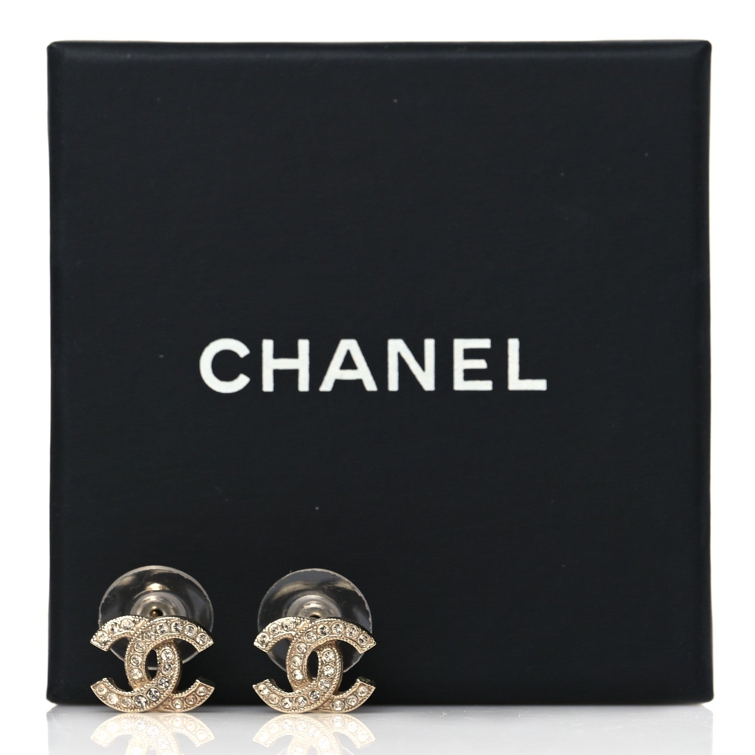 Chanel Crystal CC Earrings Gold 5 of 5