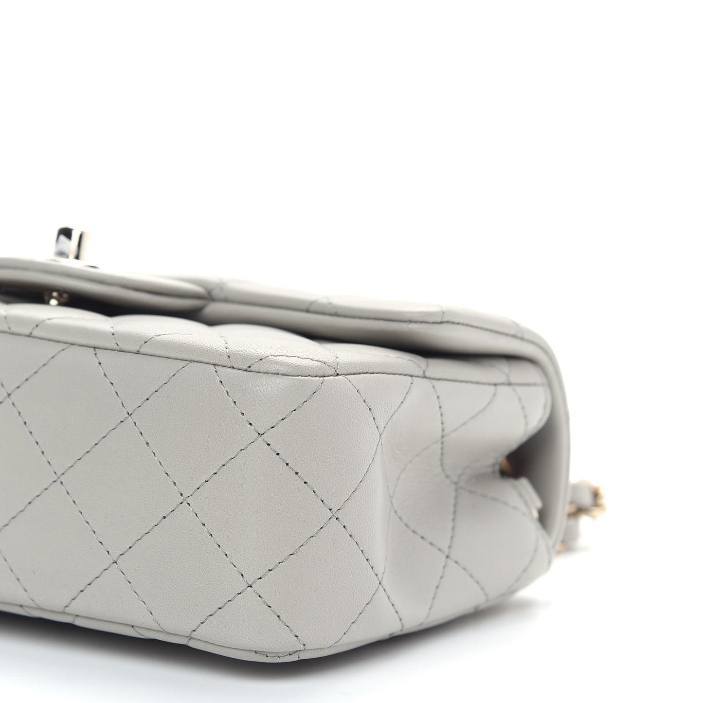 Lambskin Quilted Mini Rectangular Flap Grey