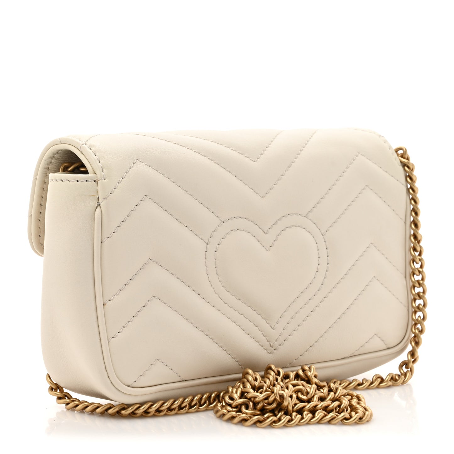 Calfskin Matelasse Super Mini GG Marmont Shoulder Bag White