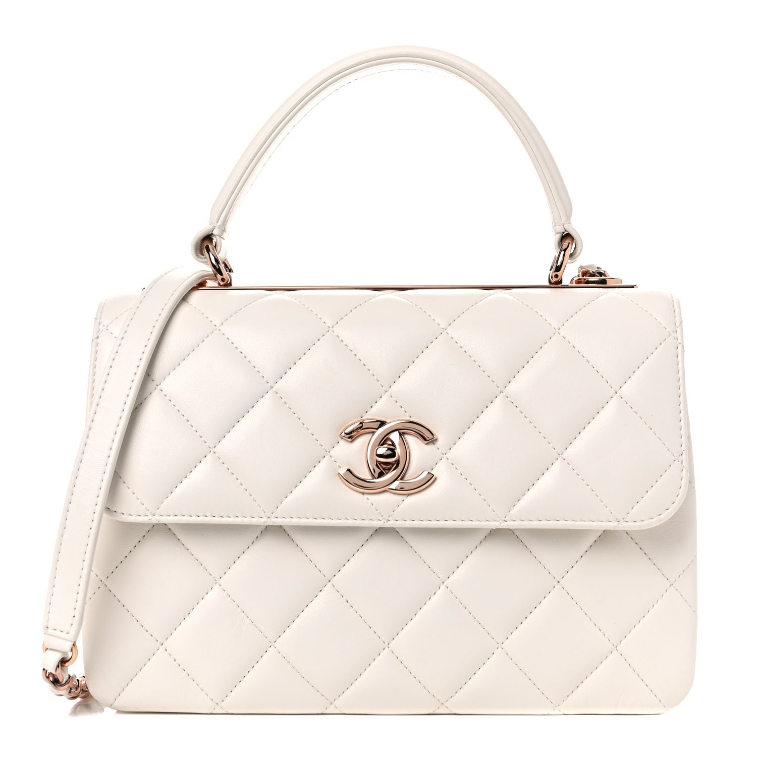 Chanel Lambskin Quilted Small Trendy CC Dual Handle Flap Bag White 1 of 9