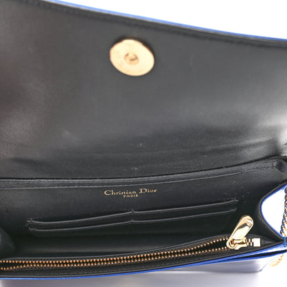 Christian Dior Metallic Patent Micro-Cannage Diorama Wallet on Chain Pouch Mirror Blue 5 of 9