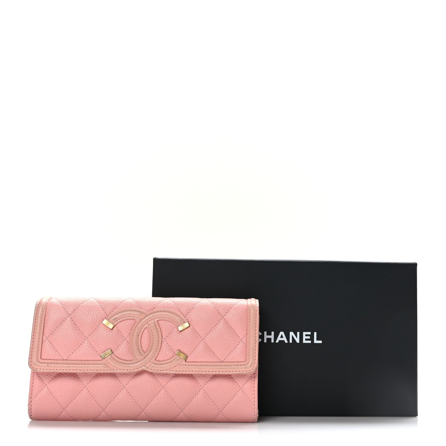 Chanel Caviar Quilted Large Filigree Gusset Flap Wallet Pink 12 of 12
