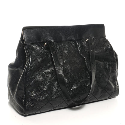 Chanel Glazed Calfskin Large On The Road Large Frame Tote Black 3 of 9