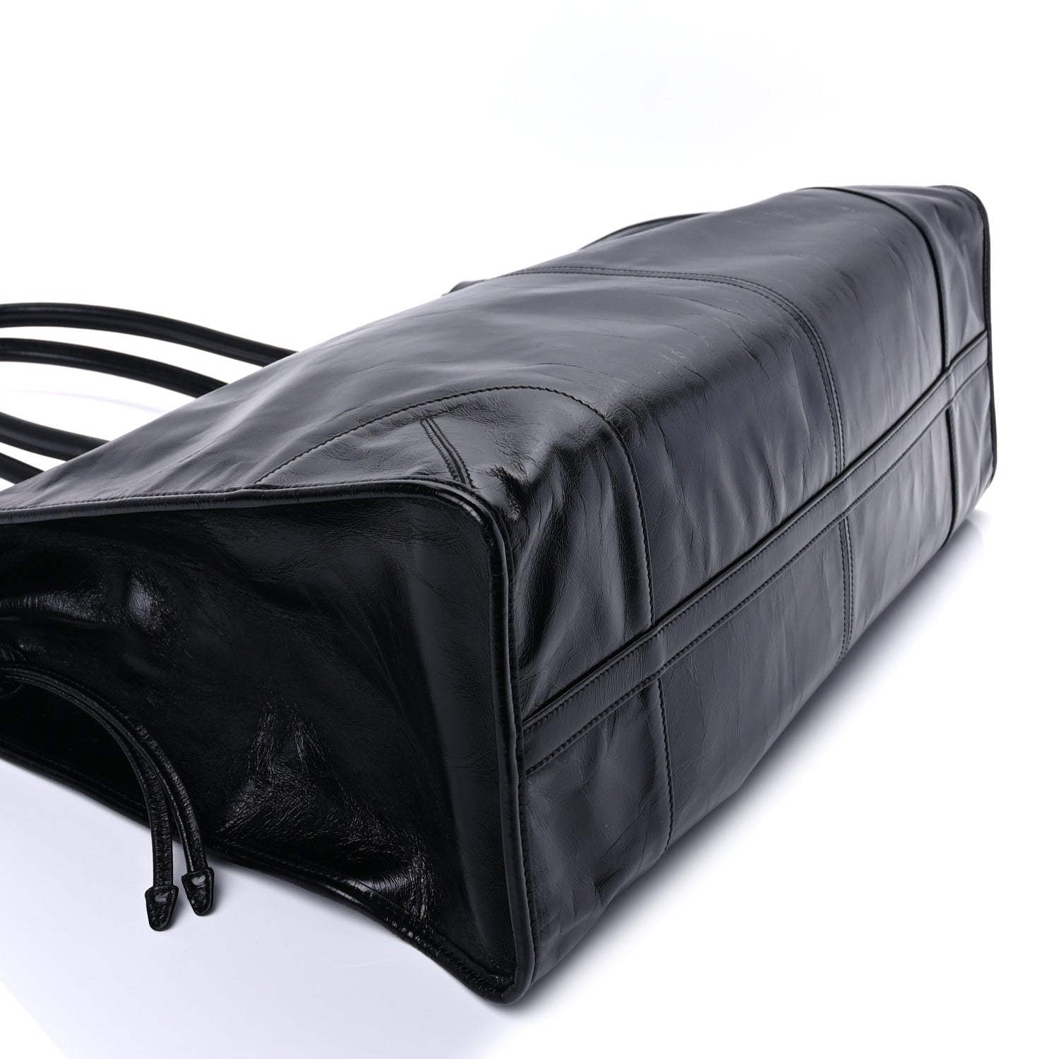 Prada Glossy Calfskin Triangle Extra Large Bonnie Shoulder Bag  Black 7 of 8