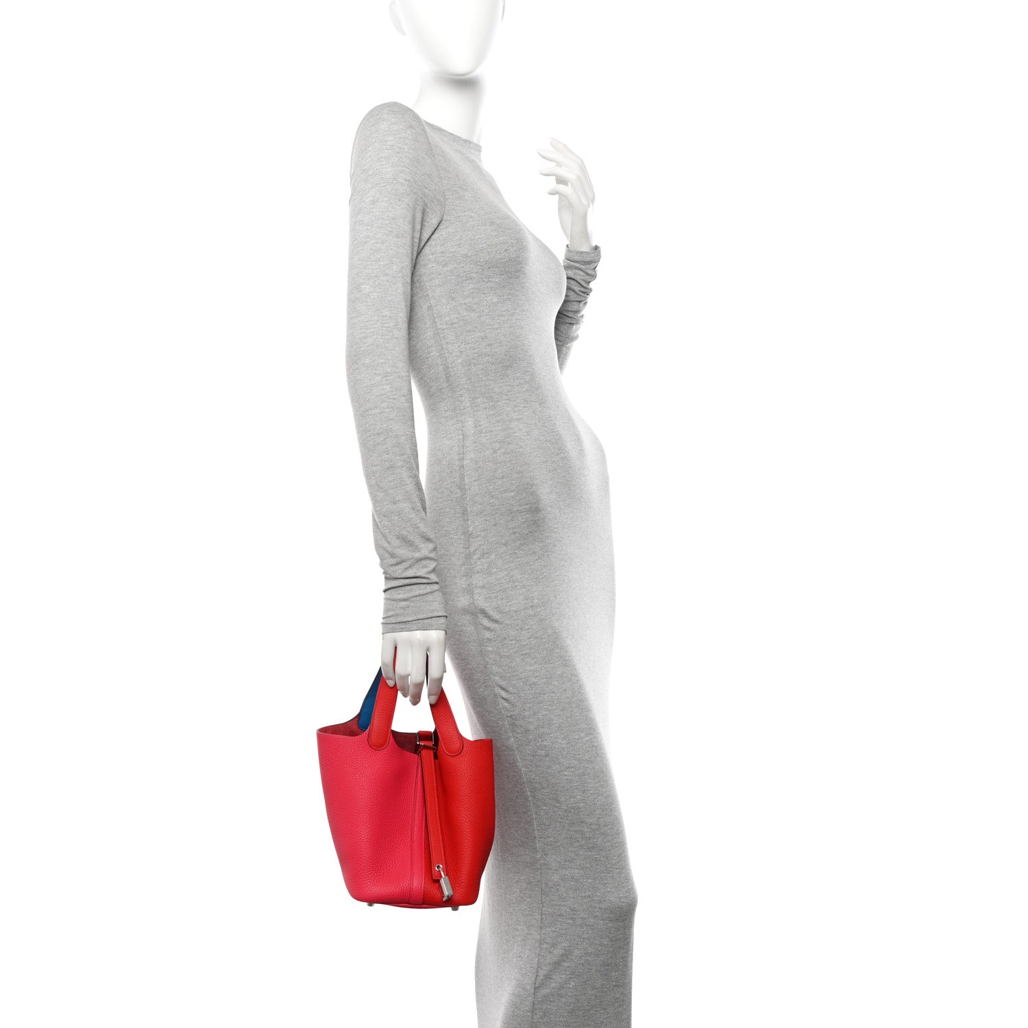 Hermes Taurillon Clemence Tri-Color Picotin Lock 18 PM Rouge Coeur Rose Extreme Bleu Zanzibar 2 of 11