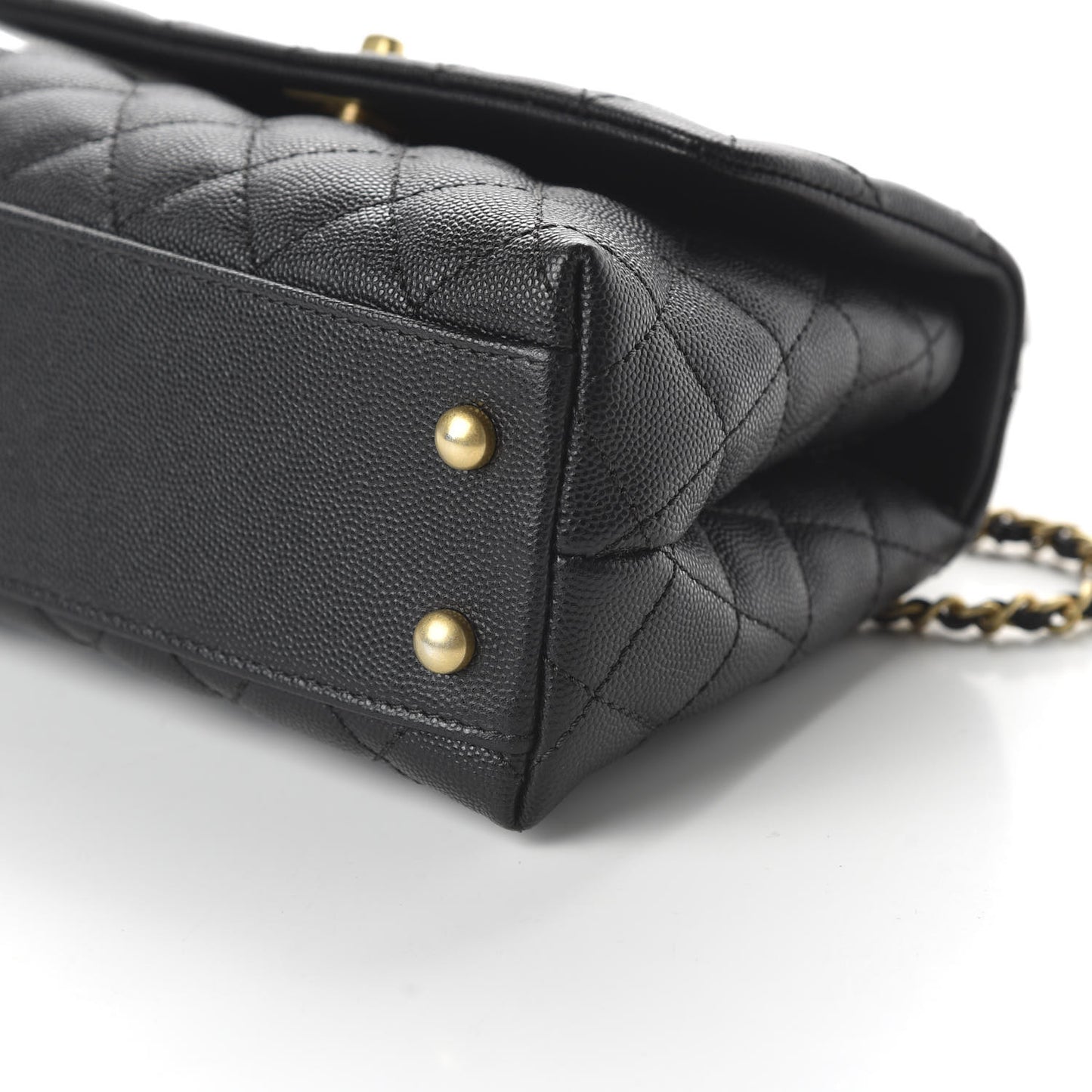Caviar Lizard Quilted Mini Coco Handle Flap Black
