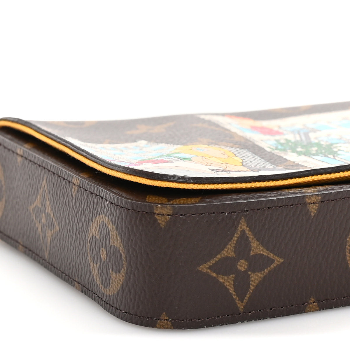 Louis Vuitton Monogram 2022 Christmas Animation New York Soho Pochette Felicie Chain Wallet Yellow 8 of 9