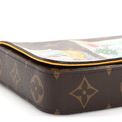 Louis Vuitton Monogram 2022 Christmas Animation New York Soho Pochette Felicie Chain Wallet Yellow 8 of 9