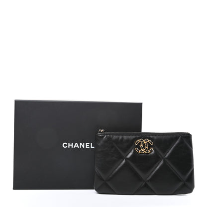 Chanel Shiny Goatskin Quilted Small Chanel 19 Pouch Black 8 of 8