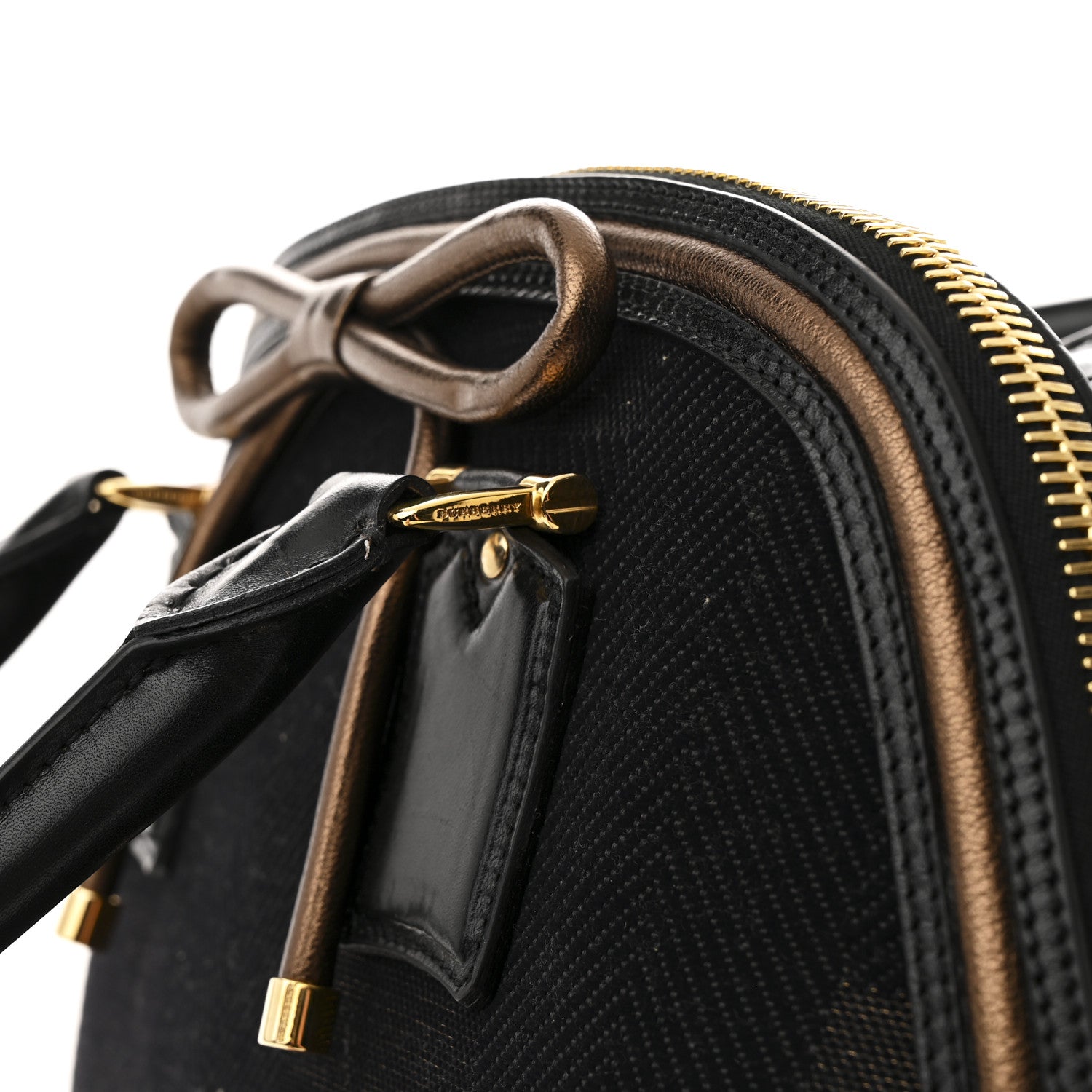 Burberry Prorsum Check Jacquard Orchard Bowling Bag Gold Black 12 of 13