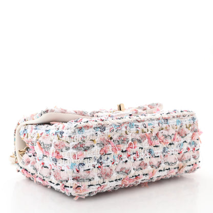 Chanel Tweed Quilted Mini Rectangular Flap Ecru Pink Blue Green 4 of 11