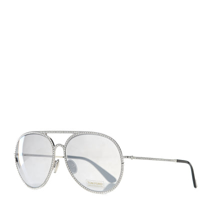 Tom Ford Crystal Embellished Antibes Sunglasses White Gold 1 of 8