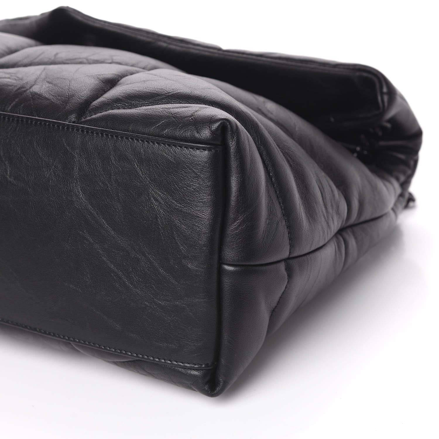 Saint Laurent Lambskin Quilted Medium Loulou Puffer Monogram Chain Satchel Black 7 of 8