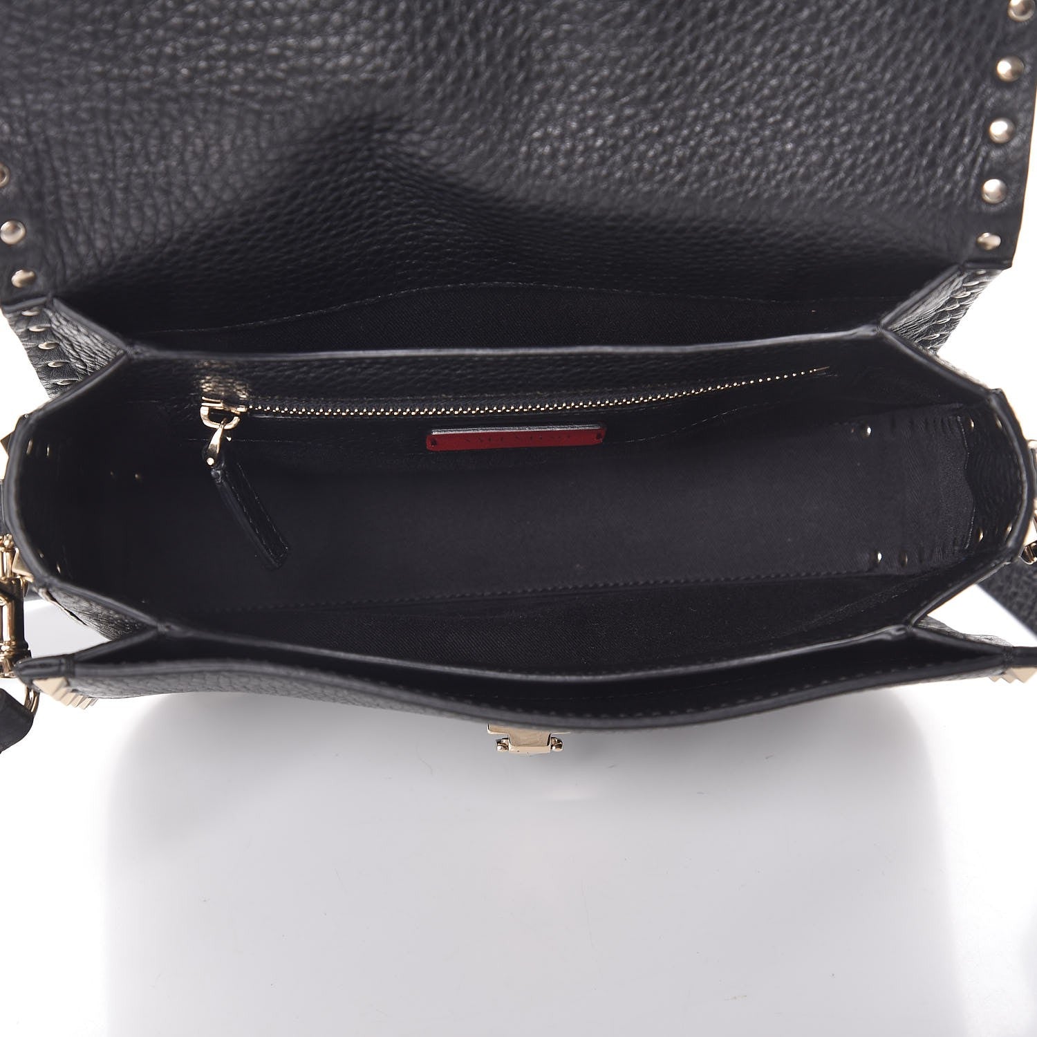 Valentino Garavani Pebbled Calfskin Medium Rockstud Flap Saddle Bag Black 5 of 7