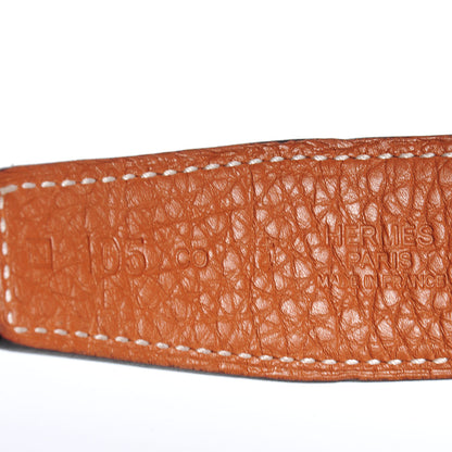 Hermes Box Togo Reversible Guilloche 32mm Silver H Constance Belt Black 105 5 of 5