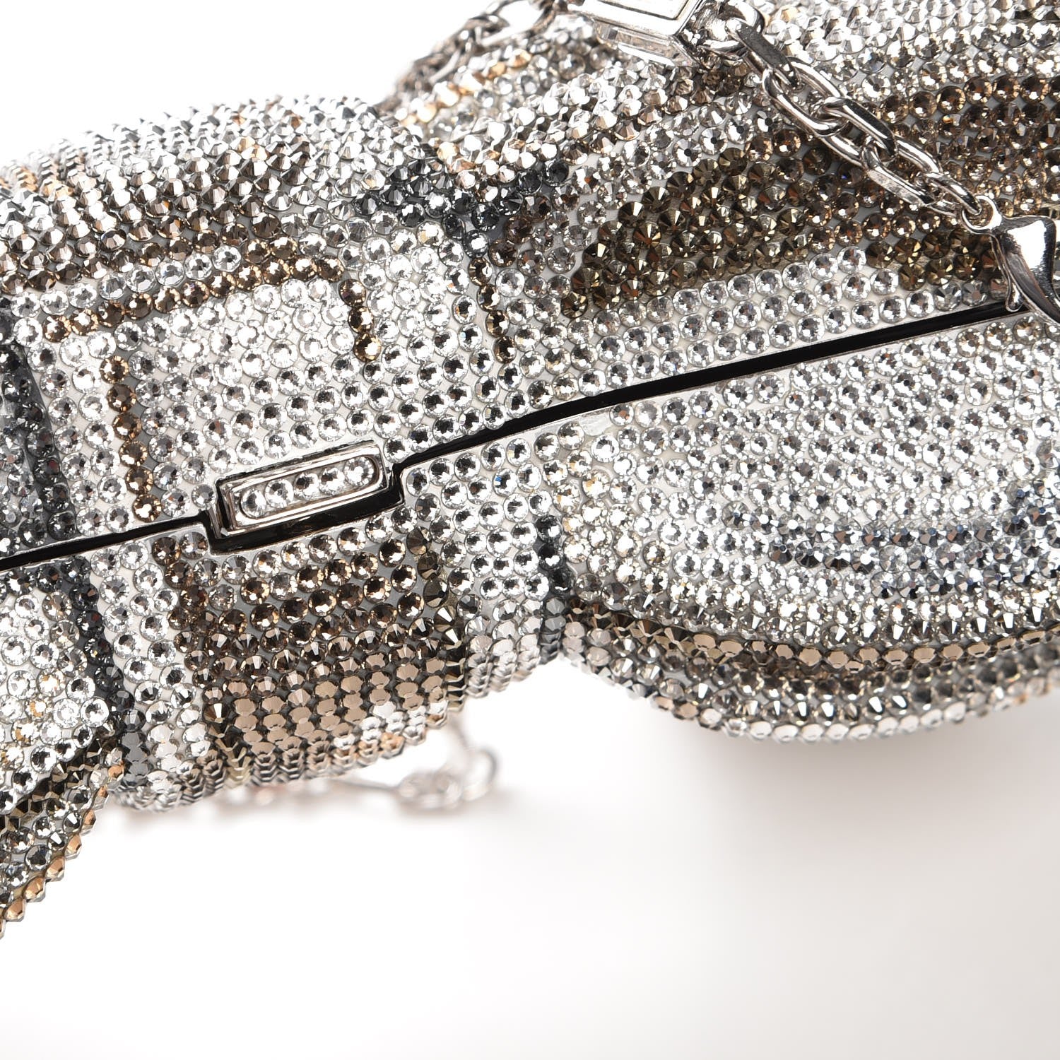 Judith Leiber Crystal Bow Minaudiere Clutch Silver 9 of 9