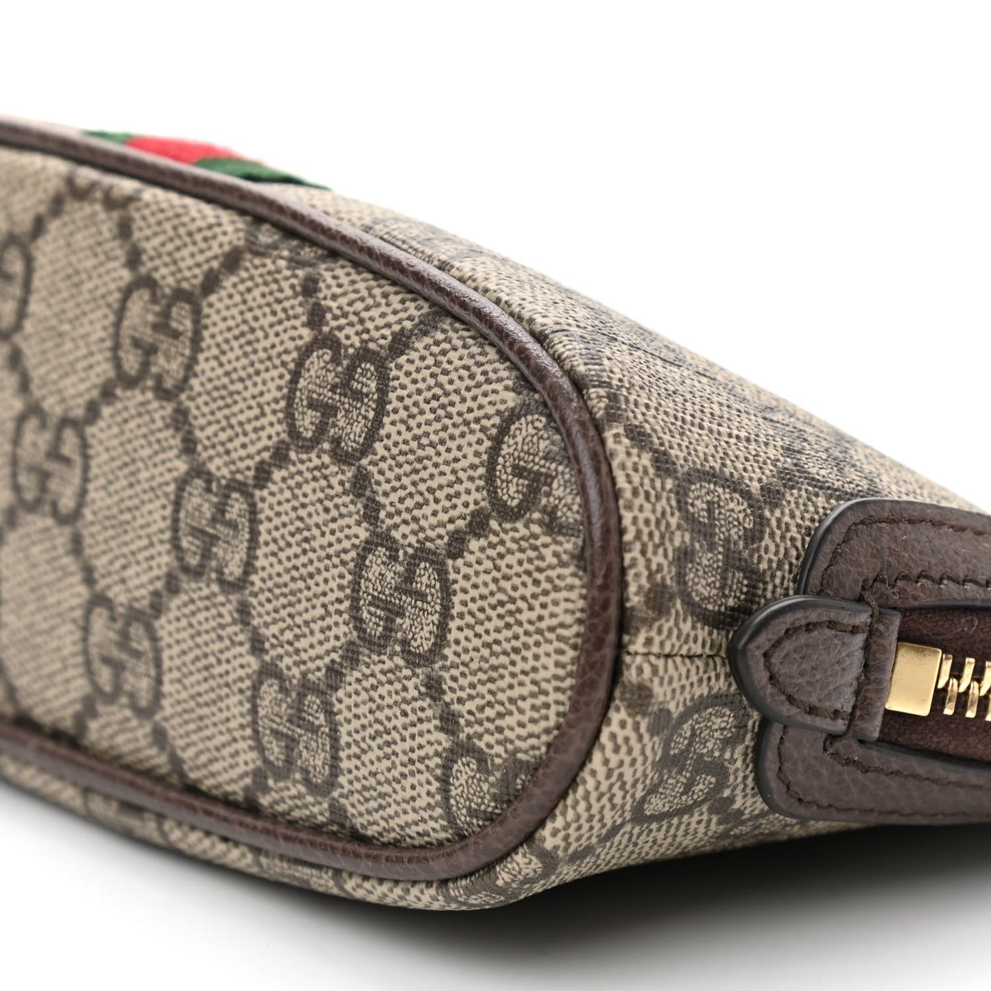 GG Supreme Monogram Textured Calfskin Web Medium Ophidia Cosmetic Case Beige Ebony New Acero