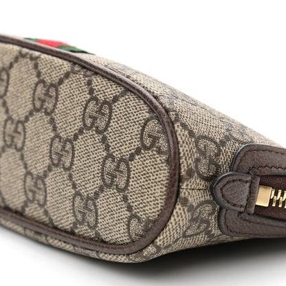 Gucci GG Supreme Monogram Textured Calfskin Web Medium Ophidia Cosmetic Case Beige Ebony New Acero 8 of 8