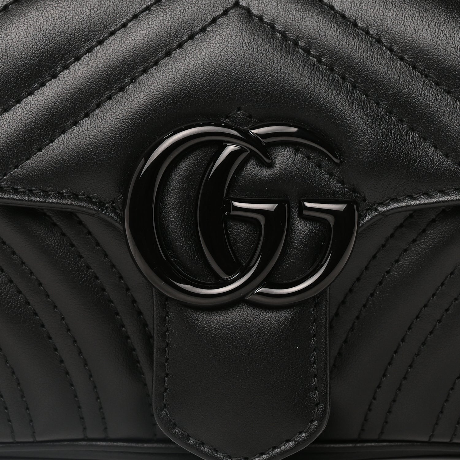 Gucci Calfskin Matelasse Monochrome Mini GG Marmont Shoulder Bag Black 6 of 8