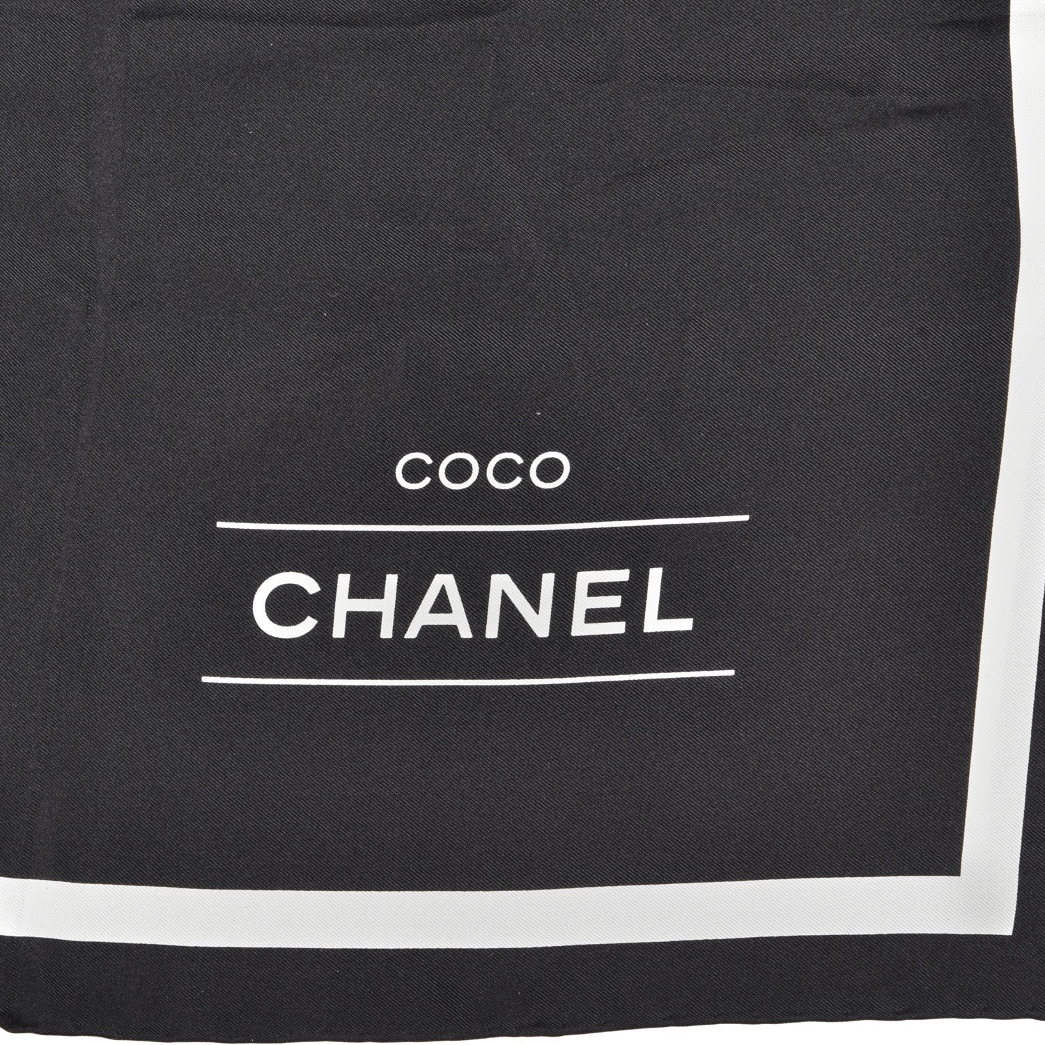 Chanel Silk Coco CC Square Scarf Black Ivory 2 of 3