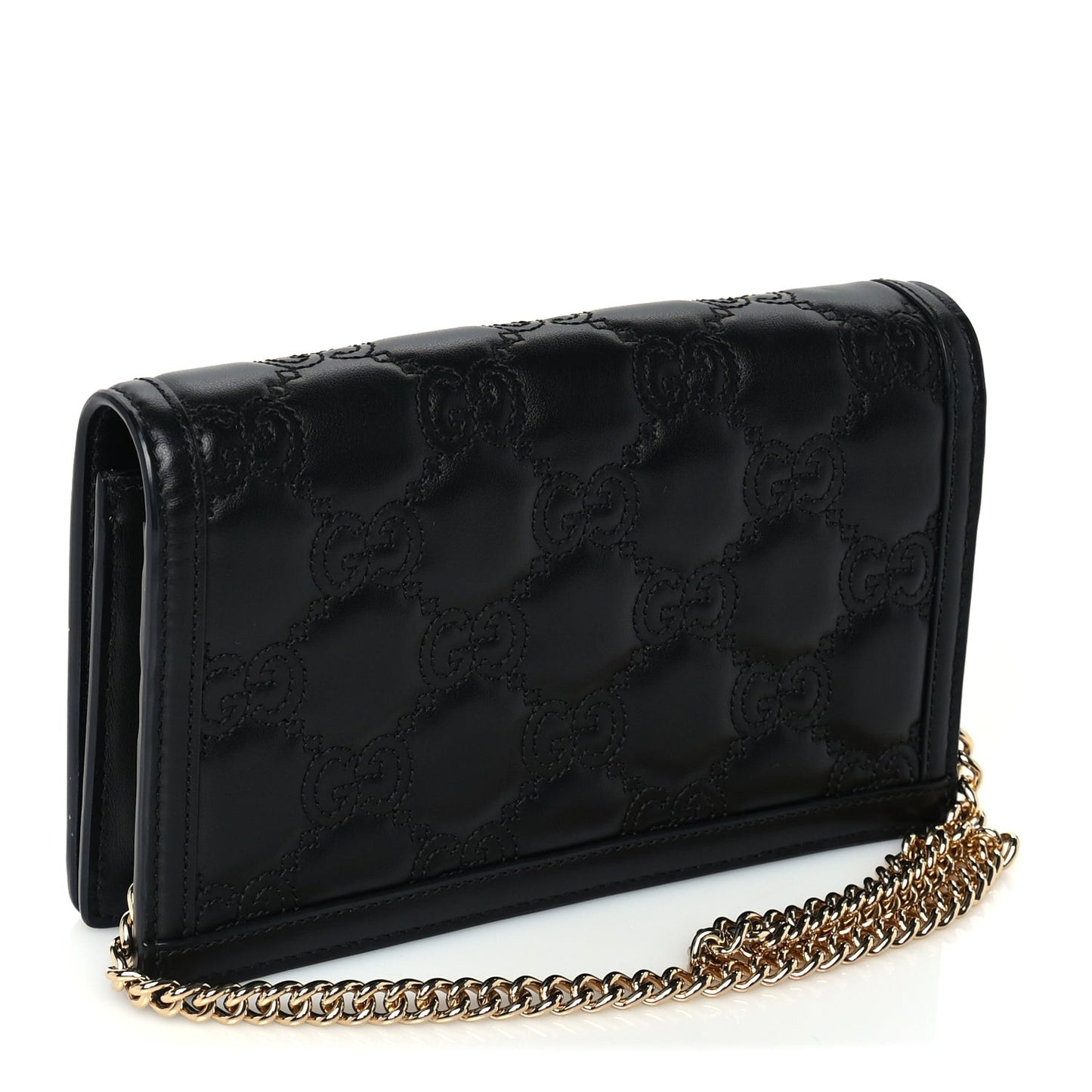 Calfskin GG Matelasse Chain Wallet  Black