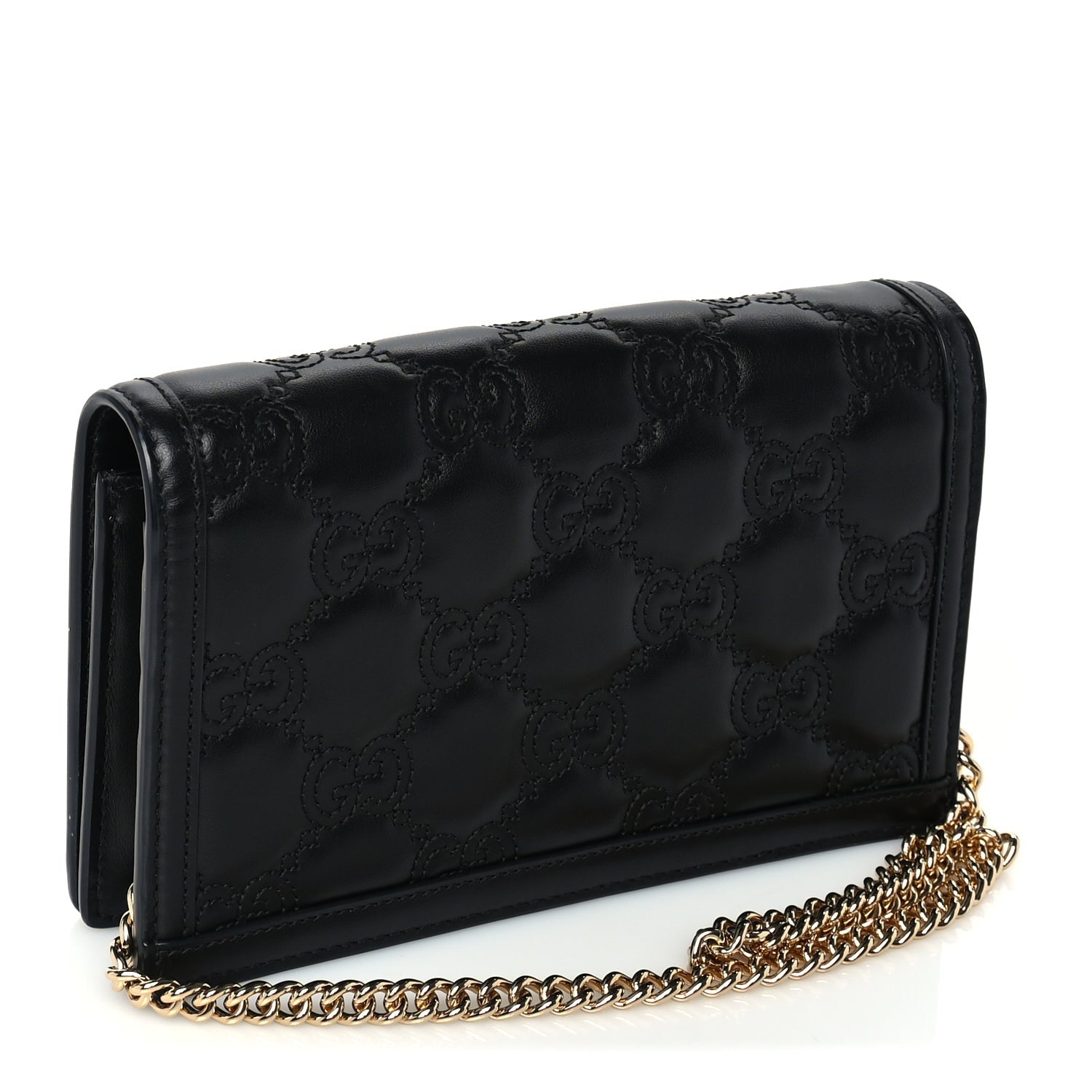 Gucci Calfskin GG Matelasse Chain Wallet  Black 2 of 8
