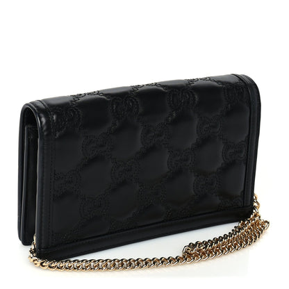 Gucci Calfskin GG Matelasse Chain Wallet  Black 2 of 8