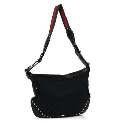 Gucci Monogram Web Studded Pelham Shoulder Bag Black 2 of 13