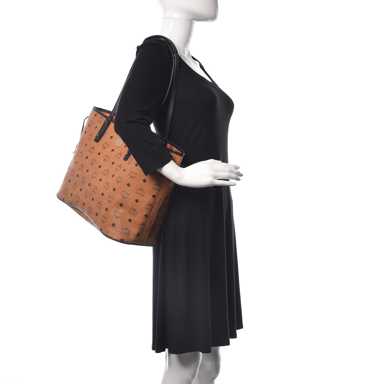 MCM Visetos Medium Project Reversible Shopper Tote Cognac 2 of 21