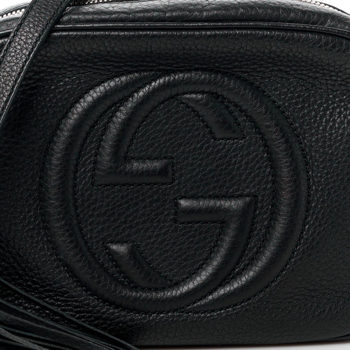 Pebbled Calfskin Small Soho Disco Bag Black