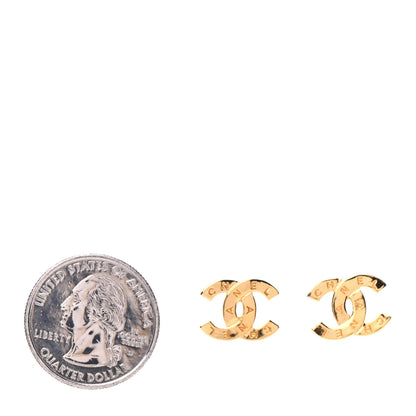 Chanel Metal CC Paris Button Stud Earrings Gold 2 of 5