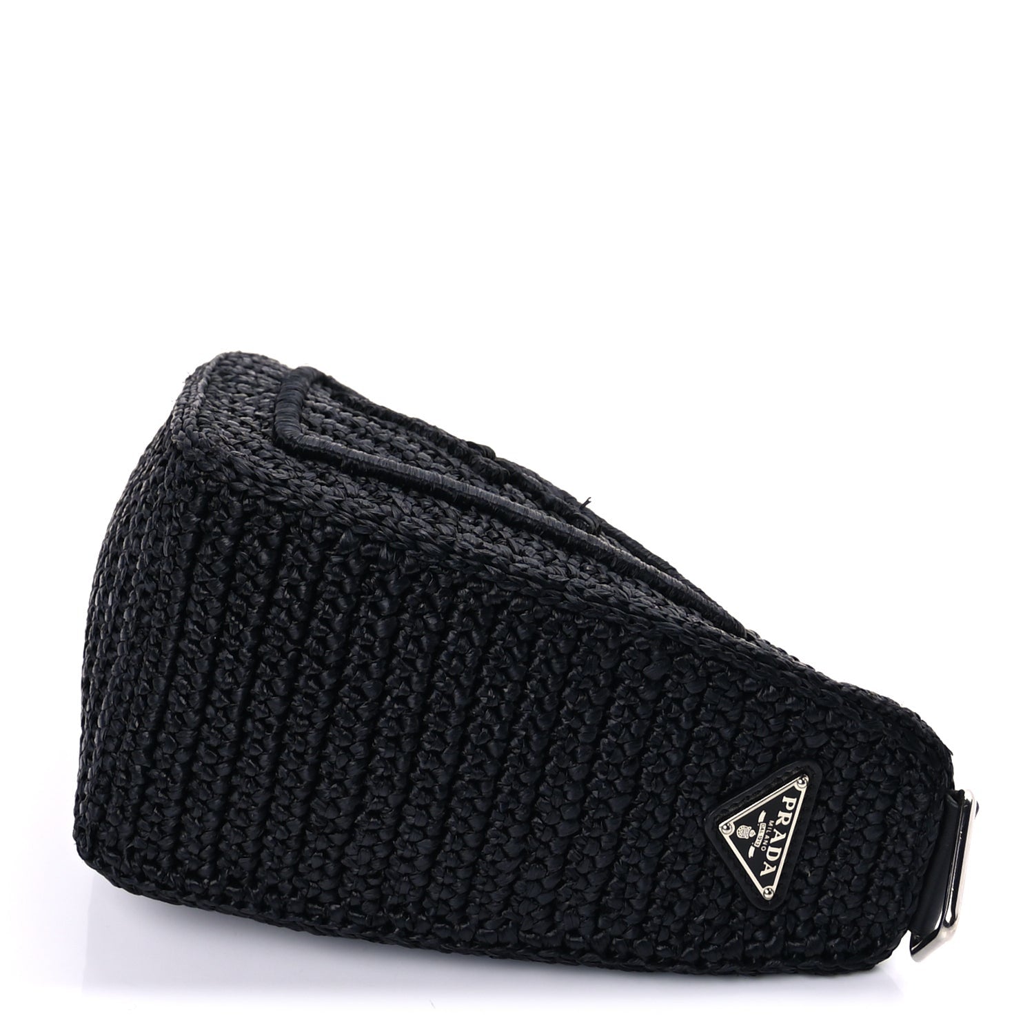Prada Yarn Raffia Effect Crochet Triangle Shoulder Bag  Black 8 of 8
