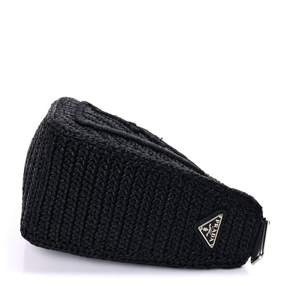 Prada Yarn Raffia Effect Crochet Triangle Shoulder Bag  Black 8 of 8