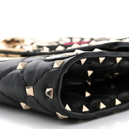 Valentino Garavani Nappa Rockstud Spike Flower Wallet on Chain Black Ivory 9 of 11