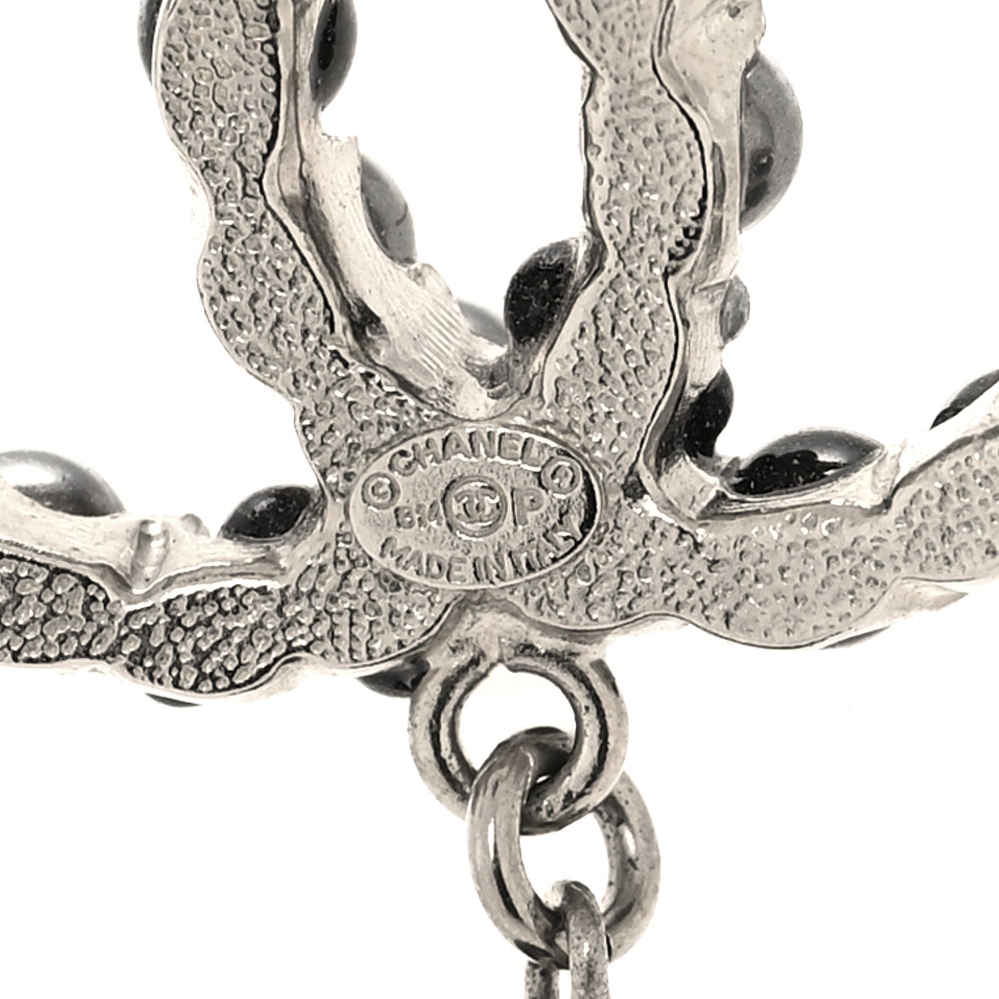 Pearl Beaded Drop Brooch Black