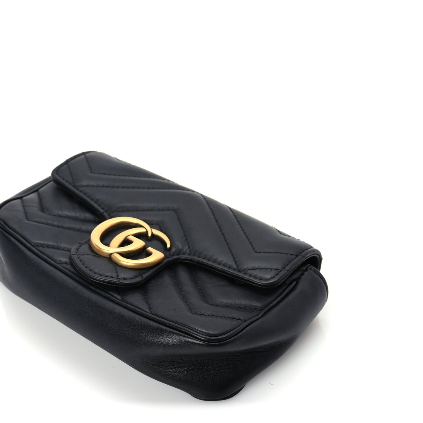 Calfskin Matelasse Super Mini GG Marmont Shoulder Bag  Black