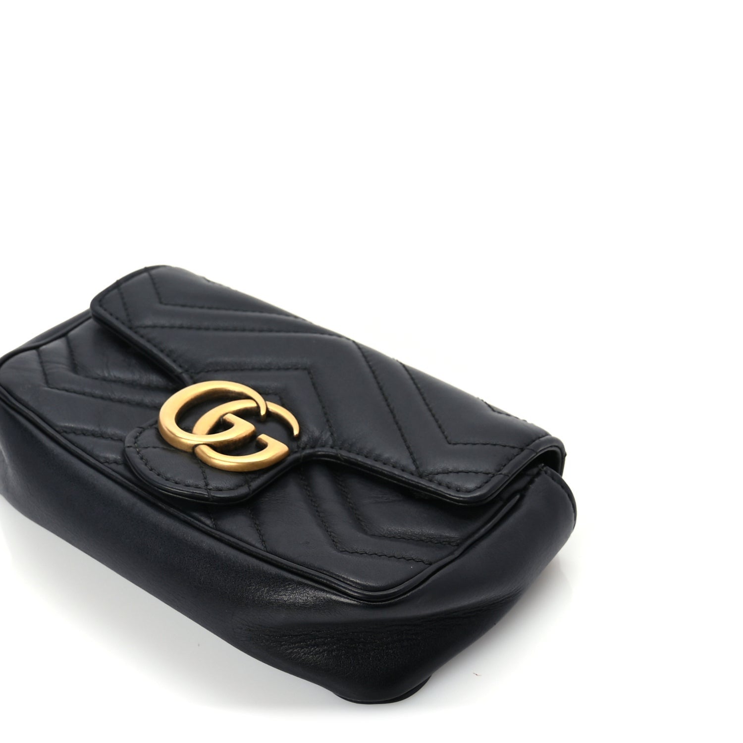 Gucci Calfskin Matelasse Super Mini GG Marmont Shoulder Bag  Black 8 of 8