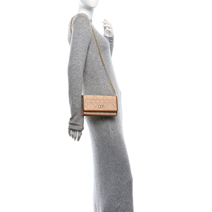 Christian Dior Raffia Macro Cannage Miss Caro Pouch With Chain Natural 2 of 9