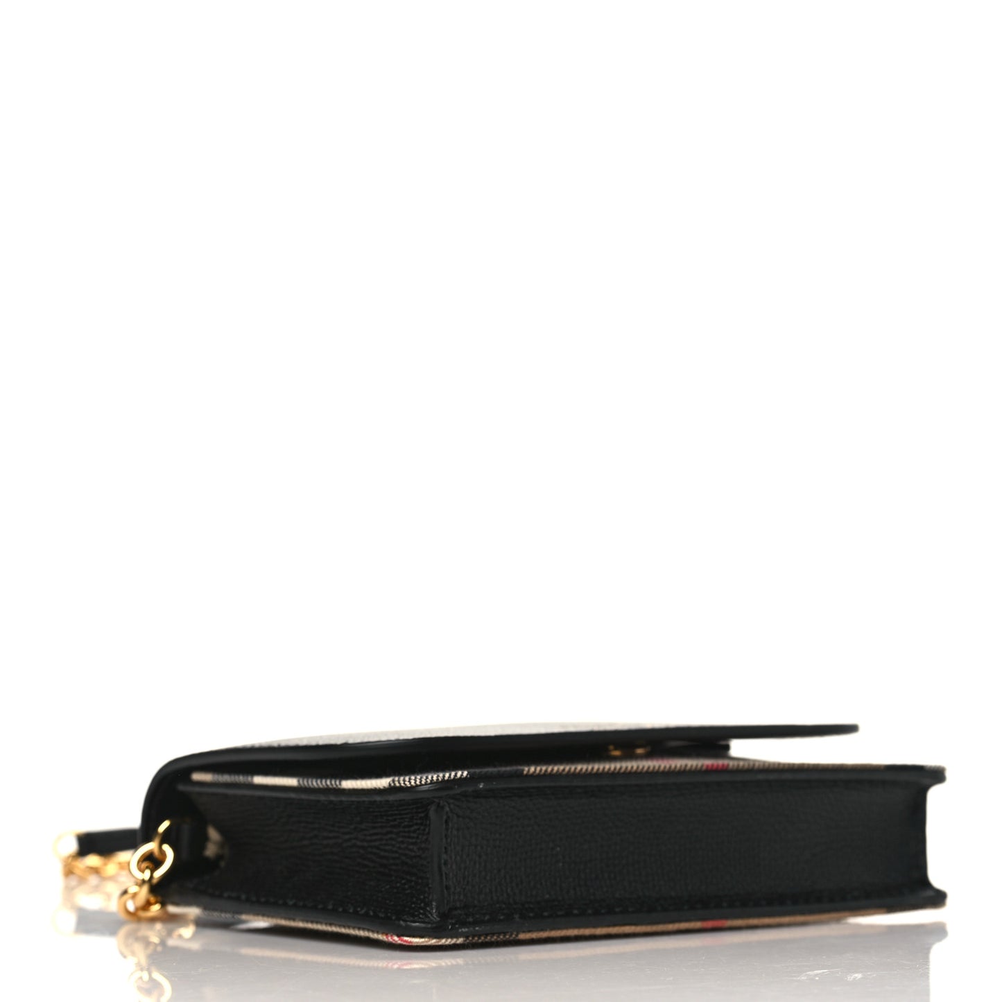 Grained Calfskin House Check Tartan Mix Hampshire Wallet On Chain Black